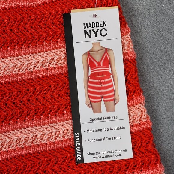 Madden NYC Crochet Shorts Women's Size Medium 7-9 Poppy Red Beach NWT - Picture 2 of 10